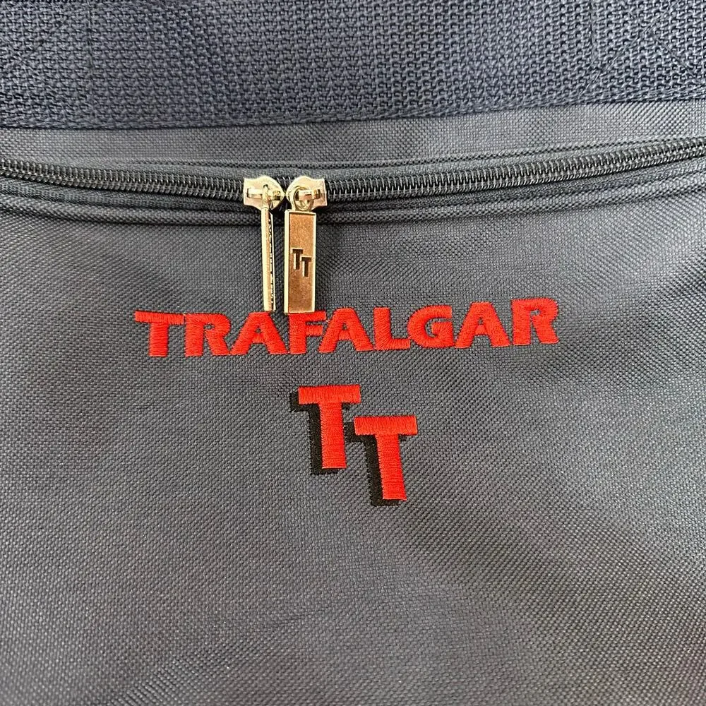 Trafalgar TT Tote Travel Bag Carry-On Navy Blue Embroidered Heavy Duty Gym Bag‎